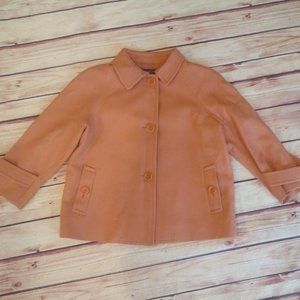 Talbots Jacket Womens Petites 6 Orange 3/4 Sleeve Button Up Cropped Pea Coat.